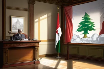 Portrait of Nafael Salam at a government meeting